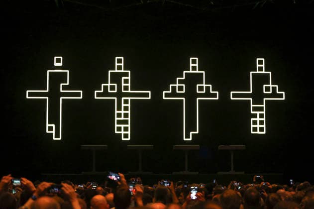 Kraftwerk live at a concert of their multimedia tour in the Mitsubishi Electric Halle Duesseldorf, 14 12 2025 Foto:xxF.xZeisingx xFuturexImagex kraftwerk_5201