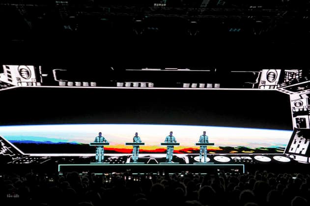 Kraftwerk live at a concert of their multimedia tour in the Mitsubishi Electric Halle Duesseldorf, 14 12 2025 Foto:xxF.xZeisingx xFuturexImagex kraftwerk_5211