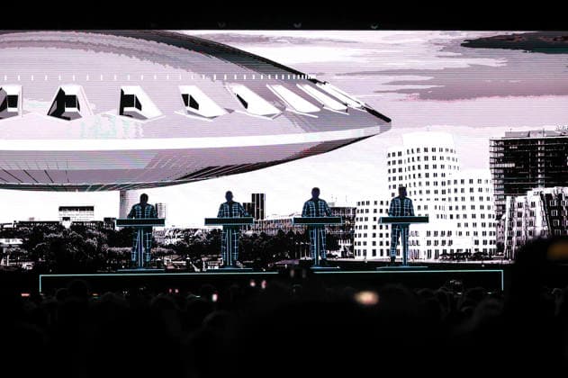 Kraftwerk live at a concert of their multimedia tour in the Mitsubishi Electric Halle Duesseldorf, 14 12 2025 Foto:xxF.xZeisingx xFuturexImagex kraftwerk_5213