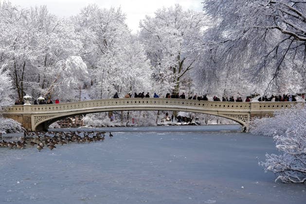 NEW YORK, NY - DECEMBER 14: People walk in Central Park to enjoy the scenery after snowfall on December 14, 2025 in New York City. New York city on December 14 welcomed its first big snowfall of this winter.  Copyright: xChinaxNewsxServicex 111609874858