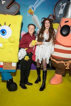 ABBberlin Santiago Ziesmer and Klaudia Giez as guests on the yellow carpet at the German premiere of SPONGEBOB SCHWAMMKOPF PIRATEN AHOI at the cinema in the Kulturbrauerei on 14 12 2025 Berlin Germany