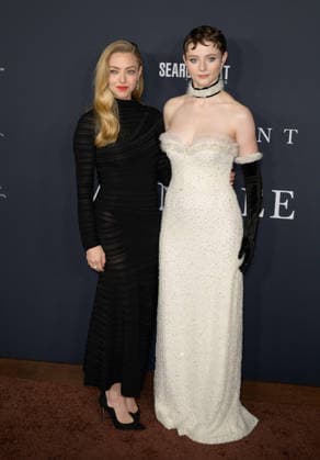 Testament of Ann Lee Premiere - Los Angeles, USA LOS ANGELES, USA. December 14, 2025: Amanda Seyfried & Thomasin McKenzie at the premiere of The Testament of Ann Lee at the Linwood Dunn Theatre. Los Angeles CA USA  Copyright: xPaulxSmith Featureflashx