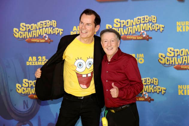 Malte Arkona and Santiago Ziesmer at the premiere of the movie SpongeBob SquarePants Pirates Ahoy at the cinema in the KulturBrauerei Berlin, 14 12 2025 Foto:xAgenturxWehnertx xGränzdörferx xFuturexImagex spongebob_5201