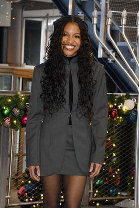 NEW YORK, NY- DECEMBER 15: Sinclair Daniel pictured as the cast of Peacock™s upcoming espionage thriller series, The Copenhagen Test visit the Empire State Building Observatory ahead of it™s December 27th premiere in New York City on December 15, 2025. Copyright: xMediaPunchx