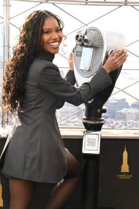 NEW YORK, NY- DECEMBER 15: Sinclair Daniel pictured as the cast of Peacock™s upcoming espionage thriller series, The Copenhagen Test visit the Empire State Building Observatory ahead of it™s December 27th premiere in New York City on December 15, 2025. Copyright: xMediaPunchx