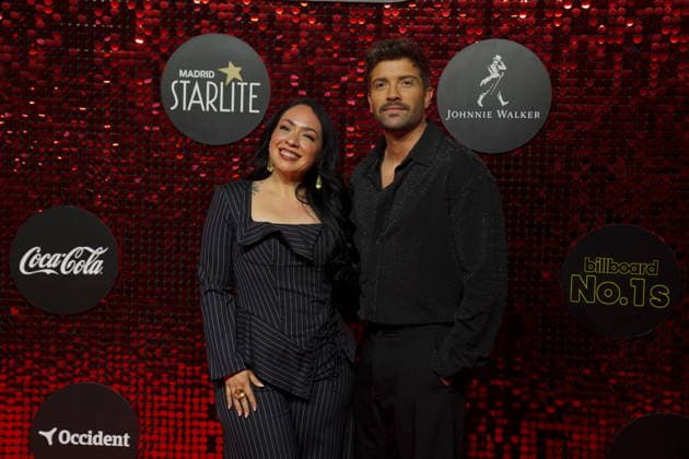 Carla Morrison and Pablo Alborán attend the Billboard No. 1s photocall at Ifema on December 15, 2025 in Madrid, Spain.( ALTERPHOTOS S.Villarroel) (20251215057)