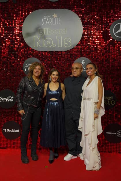 Singer Rosana, Leila Cobo, Billboard CEO Mike Van and Sandra García-Sanjuan attend the Billboard No. 1s photocall at Ifema on December 15, 2025 in Madrid, Spain.( ALTERPHOTOS S.Villarroel) (00947)