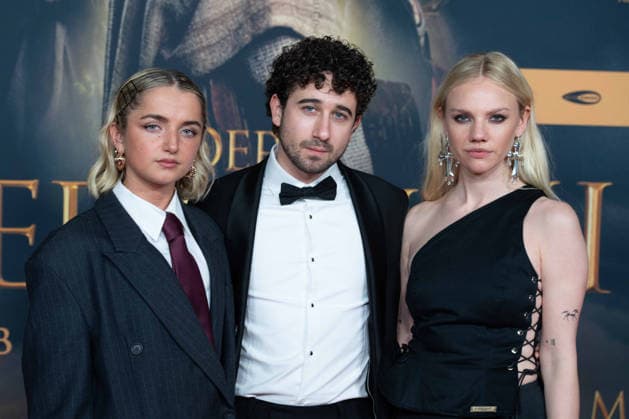 from left Rosie BOORE, actress, Jaouhar BEN AYED actor, Aine Rose DALY, actress, red carpet, red carpet show, arrival, film premiere DER MEDICUS 2 on 15 12 2025 at the Cinedom cinema in Cologne,