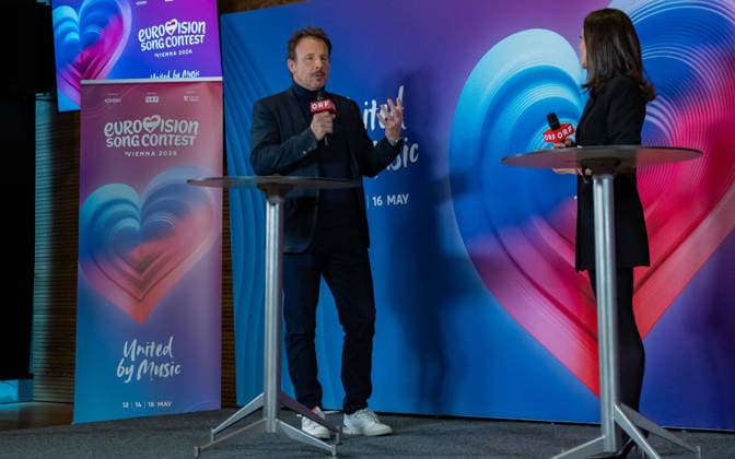 20251216 Eurovision Song Contest 2026 - ORF-Medienupdate WIEN, OESTERREICH - 16. DEZEMBER: ORF Executive Producer des Song Contest 2026 Michael Kroen und Politikjournalistin, ORF TV-Moderatorin, Vorsitzende des Frauennetzwerk Medien und Host der Veransaltung Alexandra Maritza Wachter waehrend des Mediengespraechs anlaesslich eines ORF Updates zum 70. ESC - Eurovision Song Contest vom 12. bis zum 16. Mai 2026 in Wien im Foyer der Halle F der Wiener Stadthalle am 16. Dezember 2025 in Wien, Oesterreich. 251216_SEPA_17_022 Copyright: xIsabellexOuvrardx SEPAxMedia
