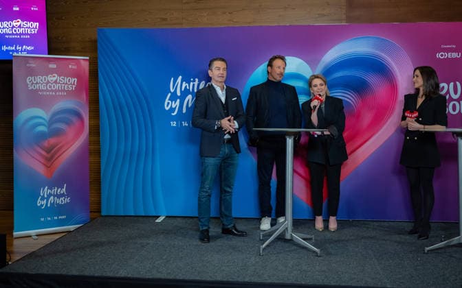 20251216 Eurovision Song Contest 2026 - ORF-Medienupdate WIEN, OESTERREICH - 16. DEZEMBER: ORF-Generaldirektor Roland Weissmann, ORF Executive Producer des Song Contest 2026 Michael Kroen, ORF Fernseh-Programmdirektorin Stefanie Groiss-Horowitz und Politikjournalistin, ORF TV-Moderatorin, Vorsitzende des Frauennetzwerk Medien und Host der Veranstaltung Alexandra Maritza Wachter waehrend des Mediengespraechs anlaesslich eines ORF Updates zum 70. ESC - Eurovision Song Contest vom 12. bis zum 16. Mai 2026 in Wien im Foyer der Halle F der Wiener Stadthalle am 16. Dezember 2025 in Wien, Oesterreich. 251216_SEPA_17_035 Copyright: xIsabellexOuvrardx SEPAxMedia