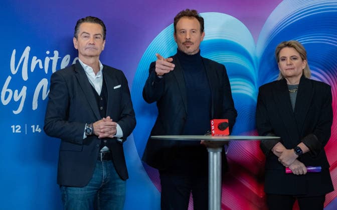 20251216 Eurovision Song Contest 2026 - ORF-Medienupdate WIEN, OESTERREICH - 16. DEZEMBER: ORF-Generaldirektor Roland Weissmann, ORF Executive Producer des Song Contest 2026 Michael Kroen und ORF Fernseh-Programmdirektorin Stefanie Groiss-Horowitz waehrend des Mediengespraechs anlaesslich eines ORF Updates zum 70. ESC - Eurovision Song Contest vom 12. bis zum 16. Mai 2026 in Wien im Foyer der Halle F der Wiener Stadthalle am 16. Dezember 2025 in Wien, Oesterreich. 251216_SEPA_17_036 Copyright: xIsabellexOuvrardx SEPAxMedia