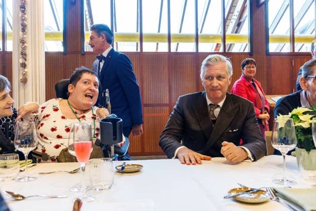 King Philippe - Filip of Belgium pictured during a royal visit to vzw Samana in holiday and recovery residence Ter Duinen in Nieuwpoort, Tuesday 16 December 2025. Samana organizes home visits, social gatherings, customized vacations, and training for people with chronic illnesses or high care needs and their caregivers.  KURTxDESPLENTER 149285173