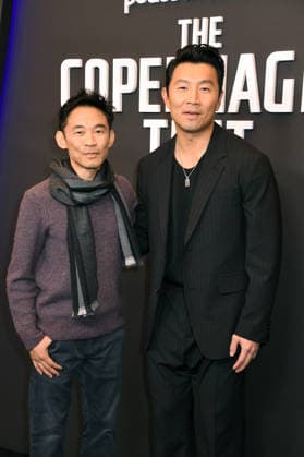 NEW YORK, NY- DECEMBER 16: James Wan and Simu Liu at the special screening of Peacock™s The Copenhagen Test on December 16, 2025 at The Whitby Hotel in New York City. Copyright: xMediaPunchx