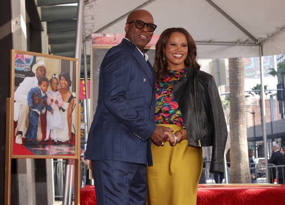 Courtney B. Vance and Laura Coates attend an unveiling ceremony honoring Courtney B. Vance with the 2,831st star on the Hollywood Walk of Fame in Los Angeles on Tuesday, December 16, 2025.  LAP20251216844 GREGxGRUDT