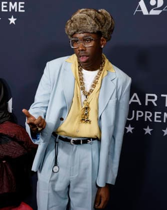 Rapper Tyler arrives on the red carpet for A24 s Marty Supreme New York Premiere on Tuesday, December 16, 2025 in New York City.  NYP20251216121 JohnxAngelillo