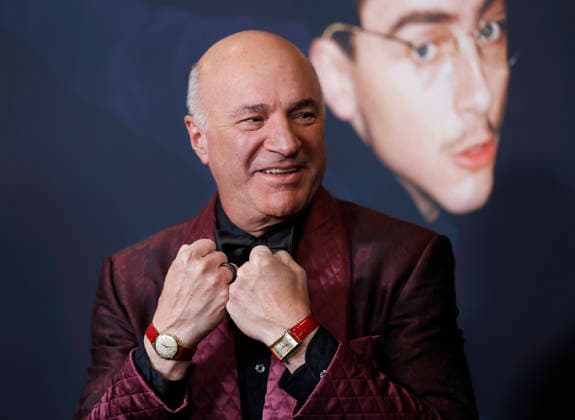 Kevin O Leary shows off his watches when he arrives on the red carpet for A24 s Marty Supreme New York Premiere on Tuesday, December 16, 2025 in New York City.  NYP20251216157 JohnxAngelillo