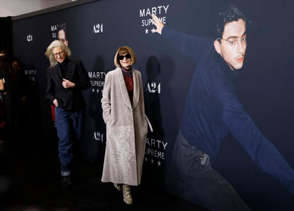 Annie Leibovitz and Anna Wintour arrive on the red carpet for A24 s Marty Supreme New York Premiere on Tuesday, December 16, 2025 in New York City.  NYP20251216156 JohnxAngelillo