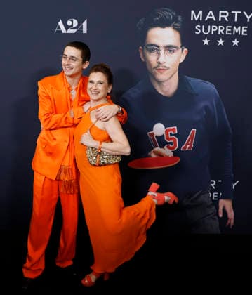 Timothée Chalamet and his mother Nicole Flender arrive on the red carpet for A24 s Marty Supreme New York Premiere on Tuesday, December 16, 2025 in New York City.  NYP20251216127 JohnxAngelillo
