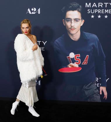 Alina Baikova arrives on the red carpet for A24 s Marty Supreme New York Premiere on Tuesday, December 16, 2025 in New York City.  NYP20251216123 JohnxAngelillo