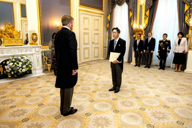 17-12-2025 Palace King Willem-Alexander during the credentials (geloofsbrieven) of the Ambassador of Japan, His Excellency R. Michii, at palace Noordeinde in The Hague. Â  Copyright: xPPEx