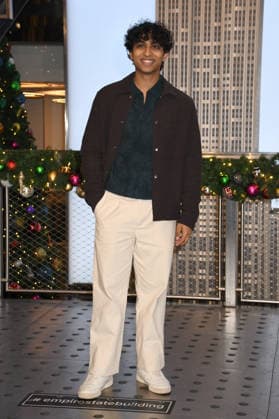 NEW YORK, NY- DECEMBER 17: Aryan Simhadri pictured at The Empire State Building celebrating season 2 of Percy Jackson and the Olympians on Disney+ and Hulu on December 17, 2025 in New York City. Copyright: xMediaPunchx