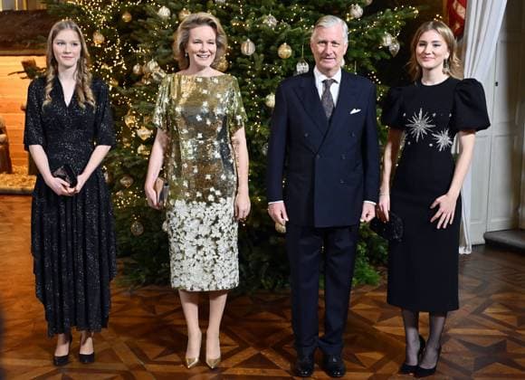 Crown Princess Elisabeth, Queen Mathilde of Belgium, King Philippe - Filip of Belgium and Princess Eleonore pictured during the yearly Christmas Concert at the Royal Palace in Brussels, Wednesday 17 December 2025.  ERICxLALMAND 149639623
