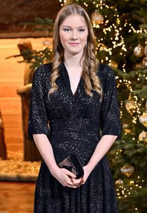 Crown Princess Elisabeth pictured during the yearly Christmas Concert at the Royal Palace in Brussels, Wednesday 17 December 2025.  ERICxLALMAND 149639638
