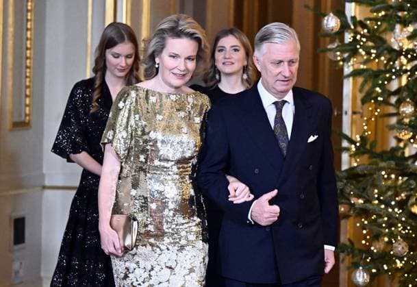 Crown Princess Elisabeth, Queen Mathilde of Belgium, Princess Eleonore and King Philippe - Filip of Belgium pictured during the yearly Christmas Concert at the Royal Palace in Brussels, Wednesday 17 December 2025.  ERICxLALMAND 149640011