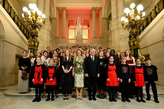 Christmas Concert Belgian Royals17 12 2025 , BRUSSELS, BELGIUM - Their Majesties the King and Queen, Princess Eleonore of Belgium and Princess Elizabeth of Belgium pictured hosting a Christmas Concert for those who have contributed to the smooth running of royal activities in 2025 on December 17, 2025 in Brussels, Belgium, 17 12 2025 Brussels Belgium  Copyright: xPhilipxReynaersx