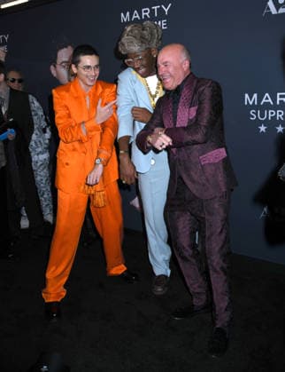December 16, 2025, New York, Ny, United States: Timothee Chalamet, Tyler The Creator, and Kevin O Leary attend A24 s Marty Supreme New York Premiere. Held at Regal Times Square in New York. Zuma Press December 16, 2025. New York United States - ZUMAp281 20251216_zea_p281_243 Copyright: xPhotoxImagexPressx