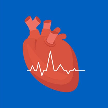 Cartoon Heart Icon A cheerful cartoon heart icon on a blue background. Represents health, cardiology, and pulse. Ideal for medical or health-related applications. Copyright: xbigmouse108x