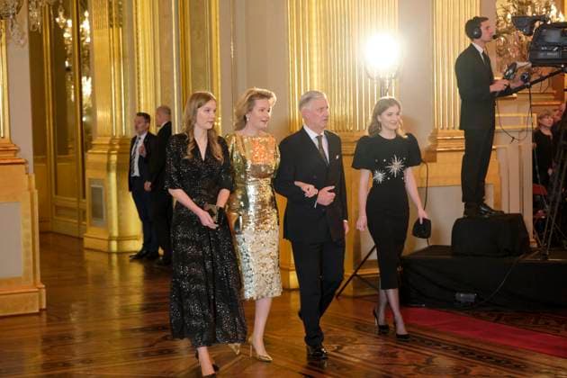 Annual Christmas Concert At The Royal Palace - Brussels Brussels, December 17, 2025. The traditional Christmas celebration took place at the Royal Palace in Brussels in the presence of King Philippe, Queen Mathilde, Princess Eléonore, and Princess Elisabeth. Belgian singer Typh Barrow sang a Christmas carol. Photo by Olivier Polet ABACAPRESS.COM Brussels Belgium  Copyright: xPoletxOlivier ABACAx