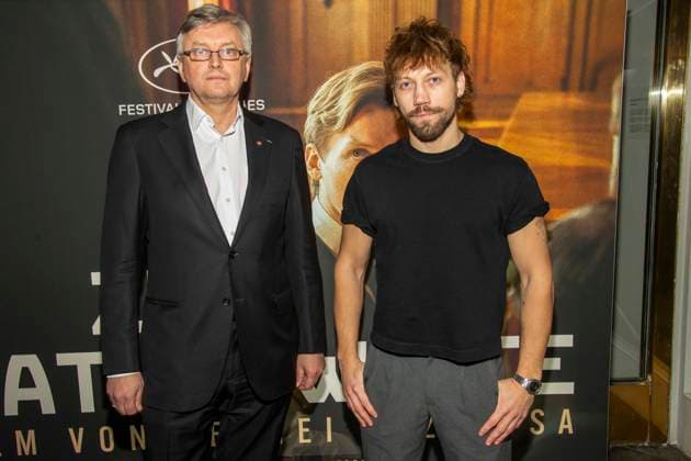 abb Sergei Loznitsa is a Ukrainian film director with Alexander Alexandrovich Kuznetsov is a Ukrainian Russian film actor guest on the red carpet at the Berlin premiere of the movie Two Prosecutors Prosecutors at Cinema Paris Berlin on December 17, 2025 in Berlin Berlin Germany