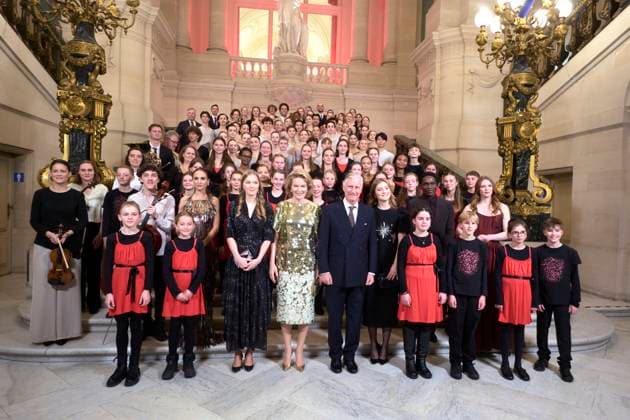 Annual Christmas Concert At The Royal Palace - Brussels Brussels, December 17, 2025. The traditional Christmas celebration took place at the Royal Palace in Brussels in the presence of King Philippe, Queen Mathilde, Princess Eléonore, and Princess Elisabeth. Belgian singer Typh Barrow sang a Christmas carol. Photo by Olivier Polet ABACAPRESS.COM Brussels Belgium  Copyright: xPoletxOlivier ABACAx