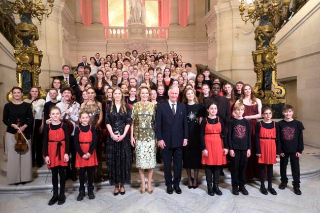 Annual Christmas Concert At The Royal Palace - Brussels Brussels, December 17, 2025. The traditional Christmas celebration took place at the Royal Palace in Brussels in the presence of King Philippe, Queen Mathilde, Princess Eléonore, and Princess Elisabeth. Belgian singer Typh Barrow sang a Christmas carol. Photo by Olivier Polet ABACAPRESS.COM Brussels Belgium  Copyright: xPoletxOlivier ABACAx