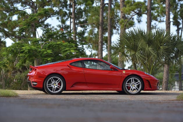 Donald Trump’s old Ferrari selling for £750,000 Story From Jam Press (Donald Trump Ferrari) Pictured: Donald Trump’s 2007 Ferrari F430 F1. Donald Trump’s old Ferrari selling for £750,000 Donald Trump’s old Ferrari is being sold for £750,000. The US President got the classic red F430 F1 brand new in 2007. It was ten years before he was elected to the White House. He was hosting the US version of The Apprentice at the time. It would have set him back about £120,000 when he got it 18 years ago. The 196mph supercar was delivered to the now 79-year-old Trump Tower in New York City. The car is being sold with Trump’s distinctive signature on the paperwork. The Ferrari boasts a 4.3 litre V8 engine and has only done 9,493 miles. The car  Copyright: xJamxPress PhotosxCourtesyxofxMecumxAuctions,xInc.