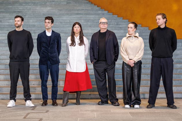 Bundeskabinett Daniel Grunenberg (Glasperlenspiel), Christopher Annen, Co-Vorstandsvorsitzender PRO MUSIK e.V., Balbina Jagielska, Herbert Groenemeyer Karo Schrader und Markus Winter beim Musikgipfel am 18.12.25 im Bundeskanzleramt. Berlin Berlin Deutschland Bundeskanzleramt