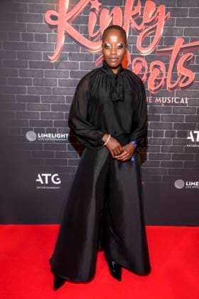 abb Florence Kasumba on the red carpet at the premiere of Kinky Boots The Musical at Admiralspalast on 18 12 2025 in Berlin Berlin Germany