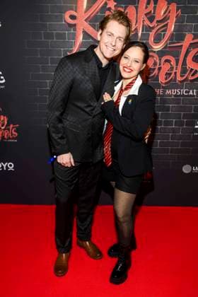 abb Johannes Heinrichs and Nadja Jo Klapper on the red carpet at the premiere of Kinky Boots The Musical at Admiralspalast on 18 12 2025 in Berlin Berlin Germany