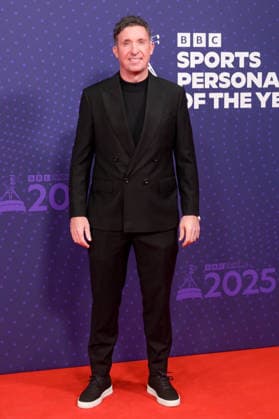 BBC Sports Personality of the Year Arrivals Red Carpet arrivals at Studio 10, Media City in Manchester ahead of the BBC Sports Personality of the Year 2025 Awards Featuring: Robbie Fowler Where: Manchester, United Kingdom When: 18 Dec 2025 Credit: Graham Finney WENN Manchester United Kingdom Copyright: xWENNx wenn40849480 x wenn40849480