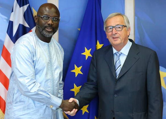 George Weah - Jean-Claude Juncker in Brussels BRUSSELS, BELGIUM - JUNE 05: Liberian President George Weah (L) meets with European Commission Chief Jean-Claude Juncker (R) during his visit in Brussels, Belgium on June 05, 2018. Brussels Hoofdstedelijk Gewest Belçika. Editorial use only. Please get in touch for any other usage.  Copyright: x2025xAnadoluxDursunxAydemirx