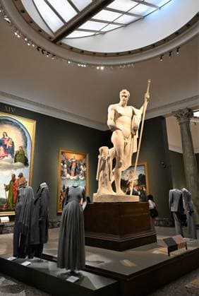 Milan, Italy Giorgio Armani.Milan, for love on display at the Pinacoteca di Brera for the first time an exhibition dedicated to the stylistic journey of Giorgio Armani welcoming a selection of clothes in its prestigious rooms a union of fashion and art In the photo: Giorgio Armani s clothes on display  Copyright: xNickxZonnax xipa-agency.netx xNickxZonnax IPA_Agency_IPA69325507