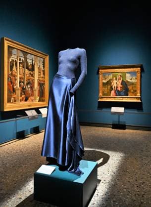 Milan, Italy Giorgio Armani.Milan, for love on display at the Pinacoteca di Brera for the first time an exhibition dedicated to the stylistic journey of Giorgio Armani welcoming a selection of clothes in its prestigious rooms a union of fashion and art In the photo: Giorgio Armani s clothes on display  Copyright: xNickxZonnax xipa-agency.netx xNickxZonnax IPA_Agency_IPA69325492