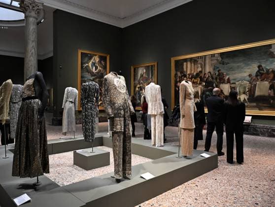 Milan, Italy Giorgio Armani.Milan, for love on display at the Pinacoteca di Brera for the first time an exhibition dedicated to the stylistic journey of Giorgio Armani welcoming a selection of clothes in its prestigious rooms a union of fashion and art In the photo: Giorgio Armani s clothes on display  Copyright: xNickxZonnax xipa-agency.netx xNickxZonnax IPA_Agency_IPA69325521