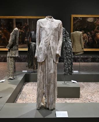 Milan, Italy Giorgio Armani.Milan, for love on display at the Pinacoteca di Brera for the first time an exhibition dedicated to the stylistic journey of Giorgio Armani welcoming a selection of clothes in its prestigious rooms a union of fashion and art In the photo: Giorgio Armani s clothes on display  Copyright: xNickxZonnax xipa-agency.netx xNickxZonnax IPA_Agency_IPA69325513