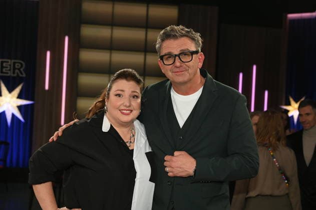 Comedienne Meltem Kaptan and actor Hans Sigl as guests on the WDR talk show Kölner Treff