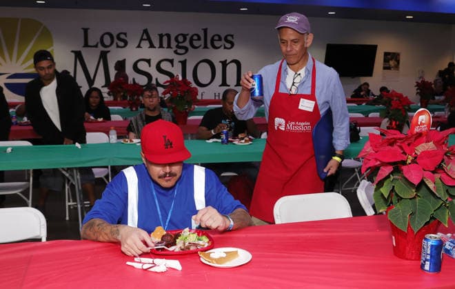 19 December 2025 - Los Angeles, California - Mark Damon Espinoza Hope The Mission And Los Angeles Mission Host Annual Christmas Celebration On Skid Row held at Los Angeles Mission in Los Angeles. Los Angeles USA - ZUMAa123 20251219_zaa_a123_157 Copyright: xADx