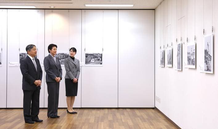 Emperor visits photo exhibition Japanese Emperor Naruhito, Empress Masako and their daughter Princess Aiko visit the National Showa Memorial Museum in Tokyo on Dec. 21, 2025, for a special photo exhibition depicting people s life in Tokyo during World War II. (Pool photo)  A14AA0005132849P