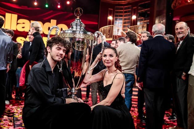 December 21, 2025, Rome, Rome, Italy: Dancing with the Stars television show, the finale. Pictured is Andrea Delogu and Nikita Perotti, the winners. Rome, Italy 20 December 2025 Rome Italy  - ZUMAa289 20251221_zia_a289_018 Copyright: xCristianoxMinichiellox