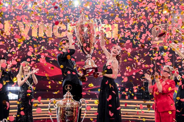 December 21, 2025, Rome, Rome, Italy: Dancing with the Stars television show, the finale. Pictured is Andrea Delogu and Nikita Perotti, the winners. Rome, Italy 20 December 2025 Rome Italy  - ZUMAa289 20251221_zia_a289_049 Copyright: xCristianoxMinichiellox